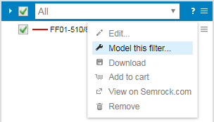 Model filters from legend